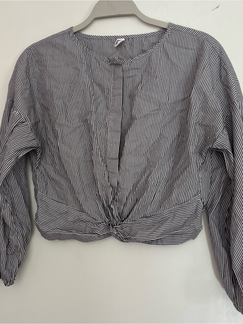 BP. Striped Knot-Front Women’s Top - Black & White
